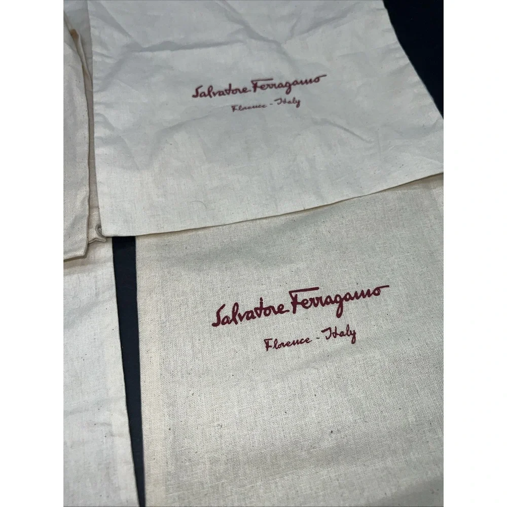 4 Salvatore Ferragamo Shoe Dust Bag Italy Cotton Linen Drawstring 15x8